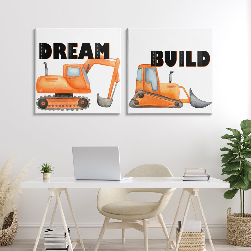 Ensemble de 2 véhicules de construction «Build & Dream», conception par Kim Allen