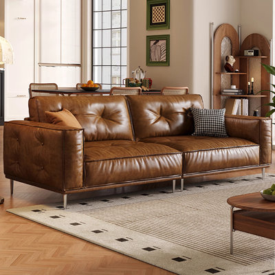 Brown Genuine Leather Standard Sofa
