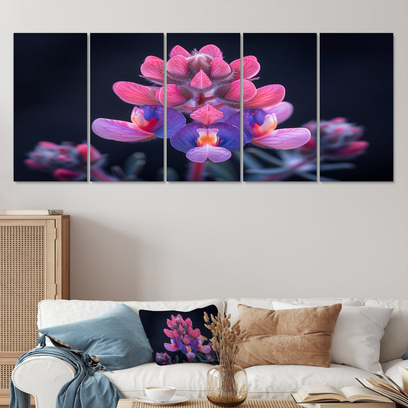 Ensemble de toiles roses et noires au clair de lune, H 32 po x l 80 po