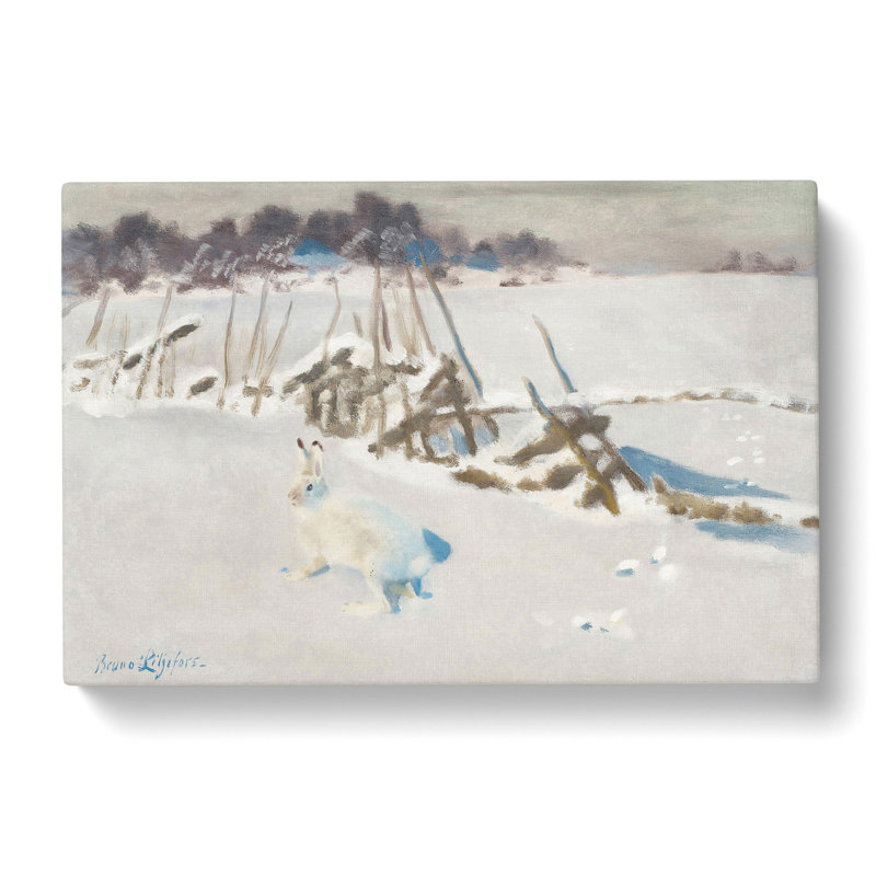 White Hare Vol.2 by Bruno Liljefors - Wrapped Canvas Painting, 50cm H x 76cm W x 3cm D