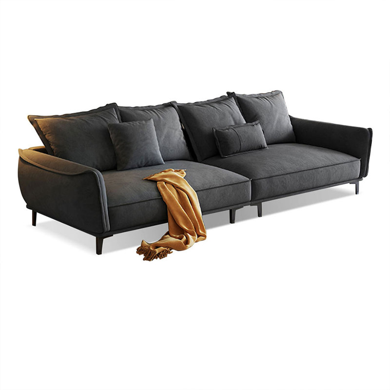 Canapé modulaire en velours noir, 118.11" W