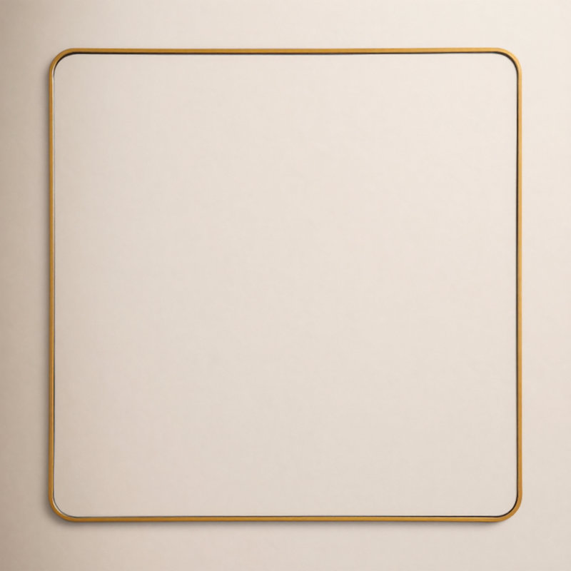 Metal Square Wall Mirror, 48"  x 48" , Brass