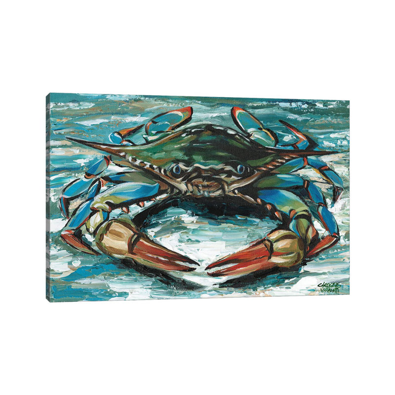 Blue Palette Crab II 1 Piece Wall Art on Canvas, 20.32 cm H x 30.48 cm W, Canvas