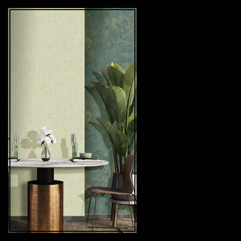 Italian Woven Design 33' L x 21" W Textured Wallpaper Roll, Green