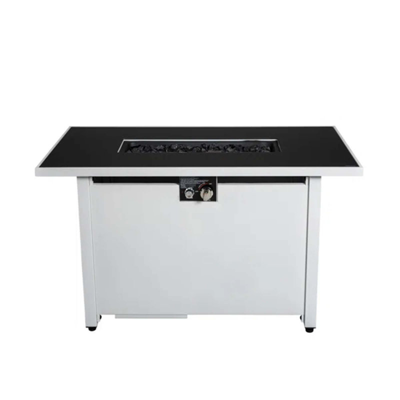 Fire Pit With Powder-Coated Finish And Smoked Glass Top