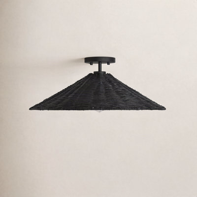 Lilliana 22" W Single Light Rattan Semi-Flush Mount