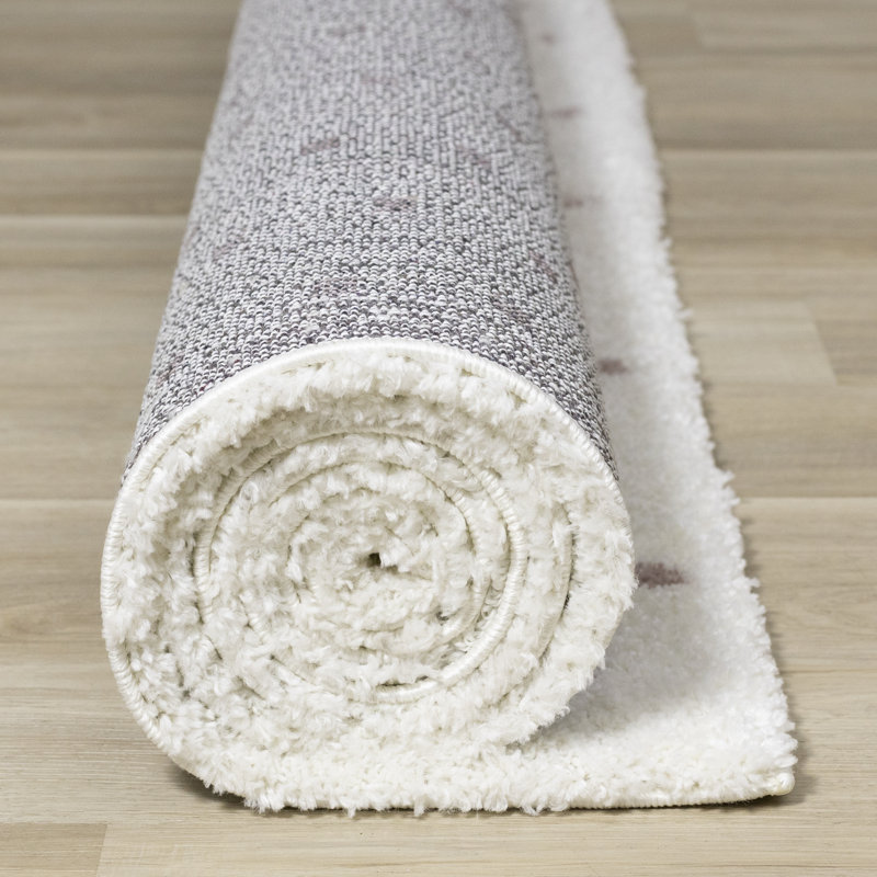 Wassily Collection Speckled Soft Pink Dots Indoor Cream Shag Area Rug, Rectangle 5'3" x 7'7"