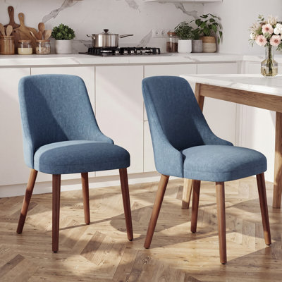 High Back Dining Chair with Ergonomic Curved Back, Padded Seat & Solid Wood Legs