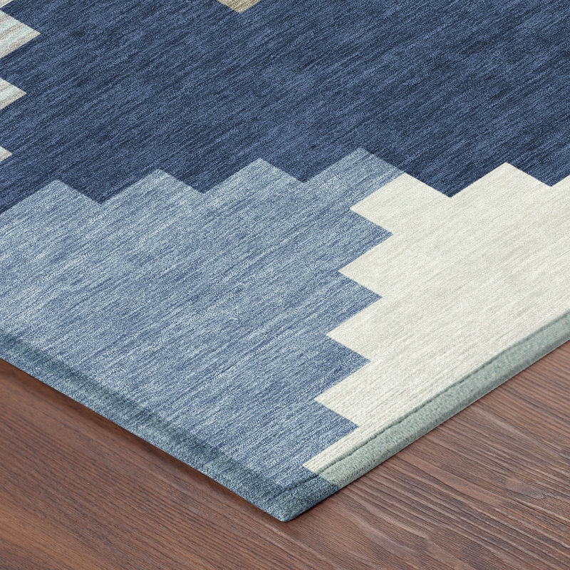 Tapis intérieur / extérieur lavable à la machine Chantille ACN2847, Marine, 2 pi 6 po x 3 pi 10 po