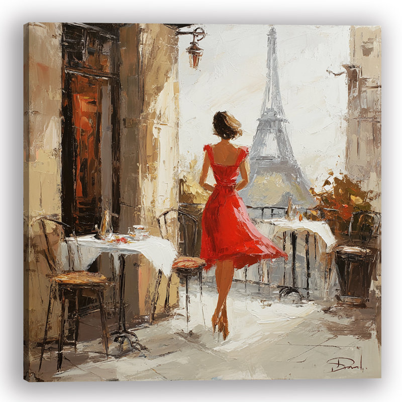 Art mural sur toile Paris Balcon rouge, H 20 po x l 20 po