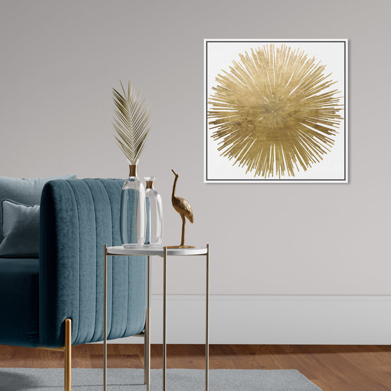 Sunburst Adore - impression, Toile avec cadre doré, H 30 po x l 30 po, Blanc