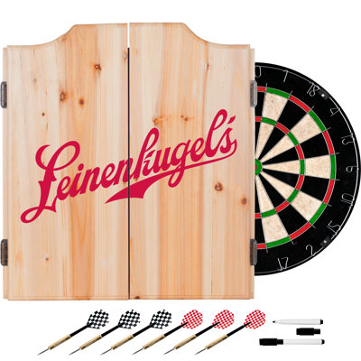 Leinenkugel's Trademark Global Bristle Dartboard And Cabinet Set (Darts Included)