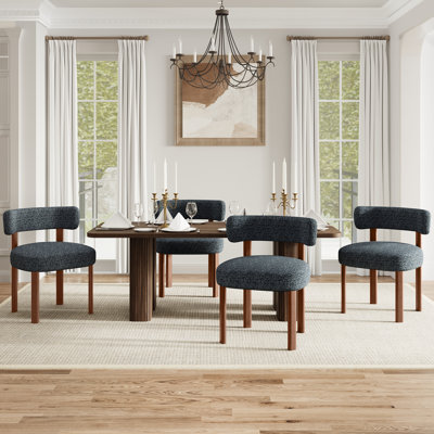 Solid Wood Upholstered Fabric Dining Chairs