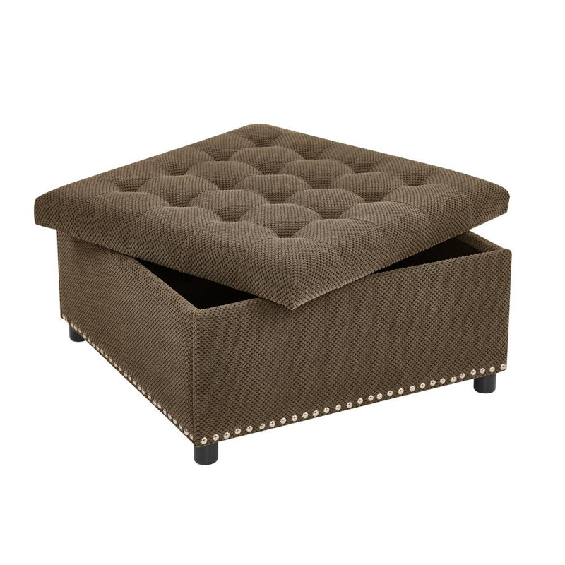 Upholstered Ottoman with Storage, Coffee