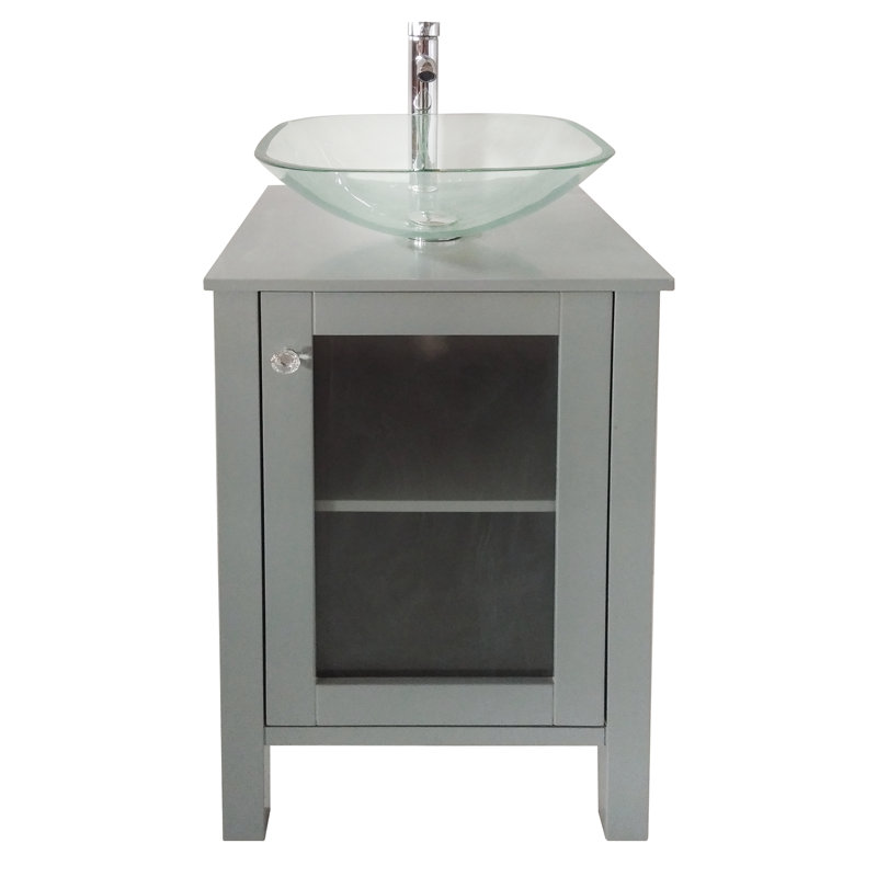 Jahzir 20'' Single Bathroom Vanity with Manufactured Wood Top, Gray