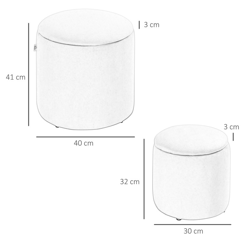 40cm Wide Round Cocktail Ottoman with Storage