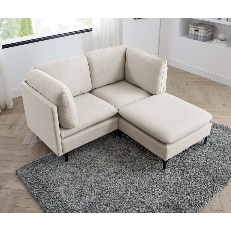 Canapé modulaire en lin avec pieds en métal