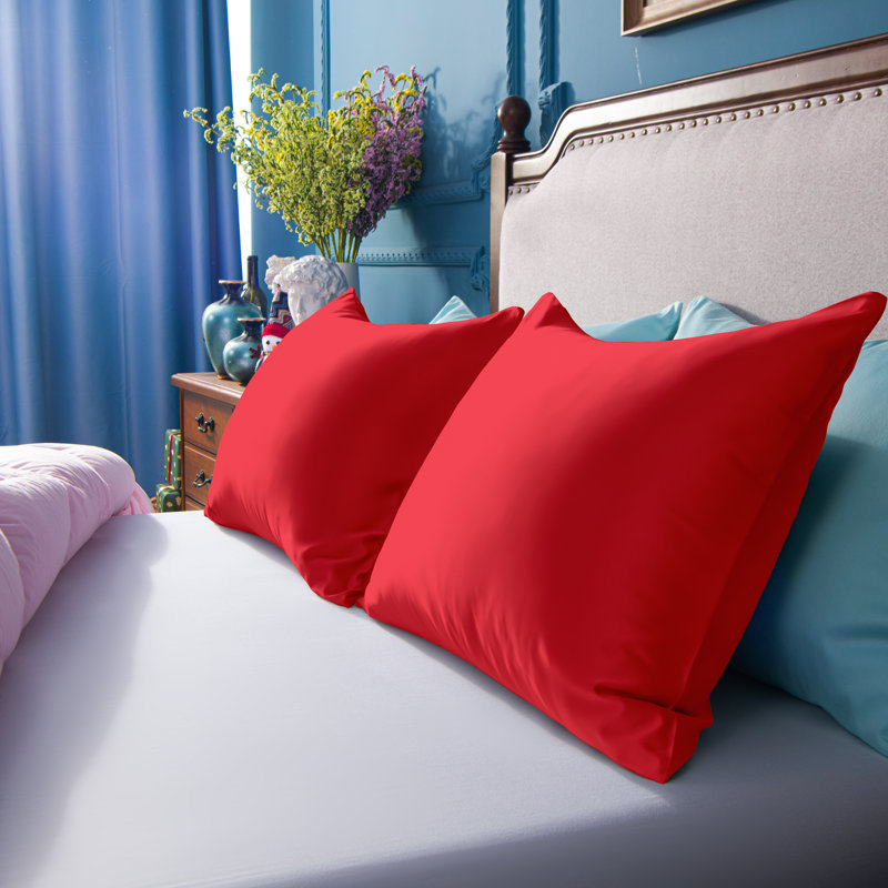  Housse de coussin en microfibre, Rouge, Standard