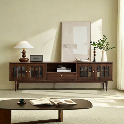 Solid Wood TV Stand Retro Style