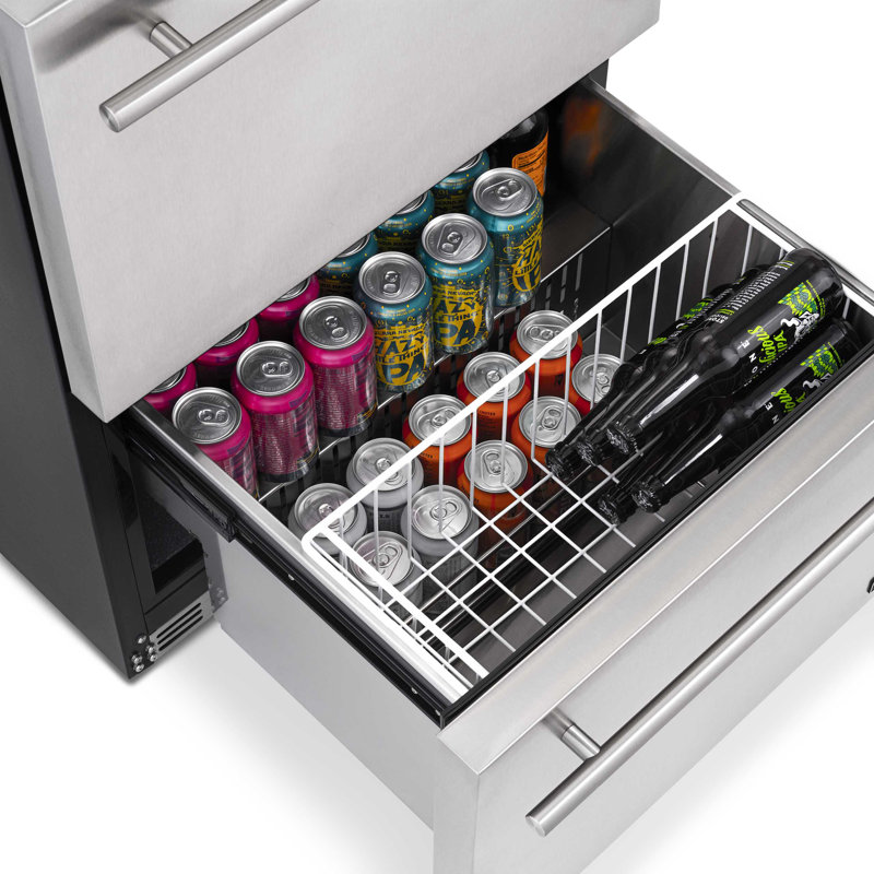 Newair 24" Built-in 20 Bottle and 80 Can Dual Drawer Indoor/Outdoor Wine and Beverage Fridge