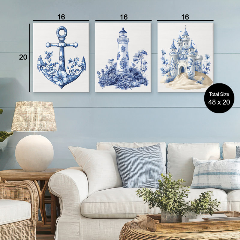 Ensemble de 3 toiles Ornate Nautical
