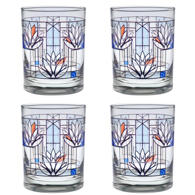Frank Lloyd Wright Waterlilies 14oz Whiskey Glass Set of 4
