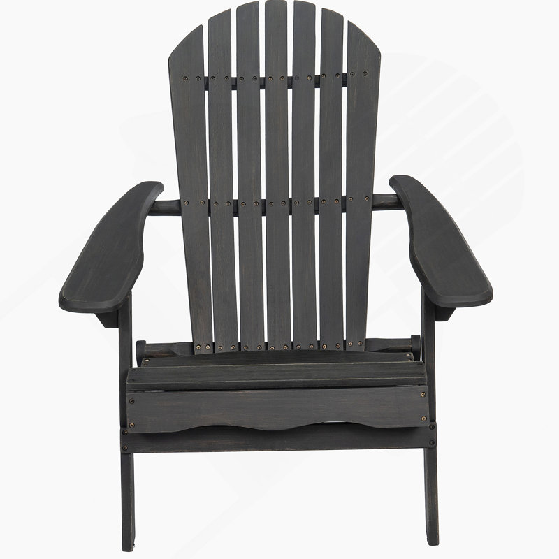 Adirondack Chair With Acacia Wood, Foldable Design, And Traditional Slats For Outdoor Comfort And Durability, Dark Gray