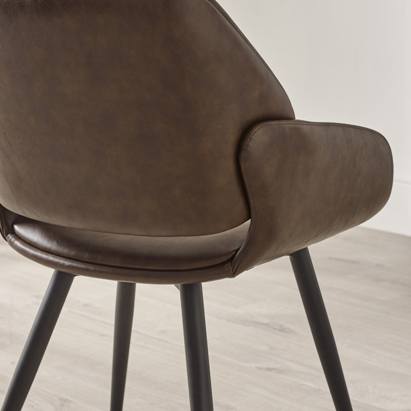 48 cm H Faux Leather Full Back Side Chair in Brown