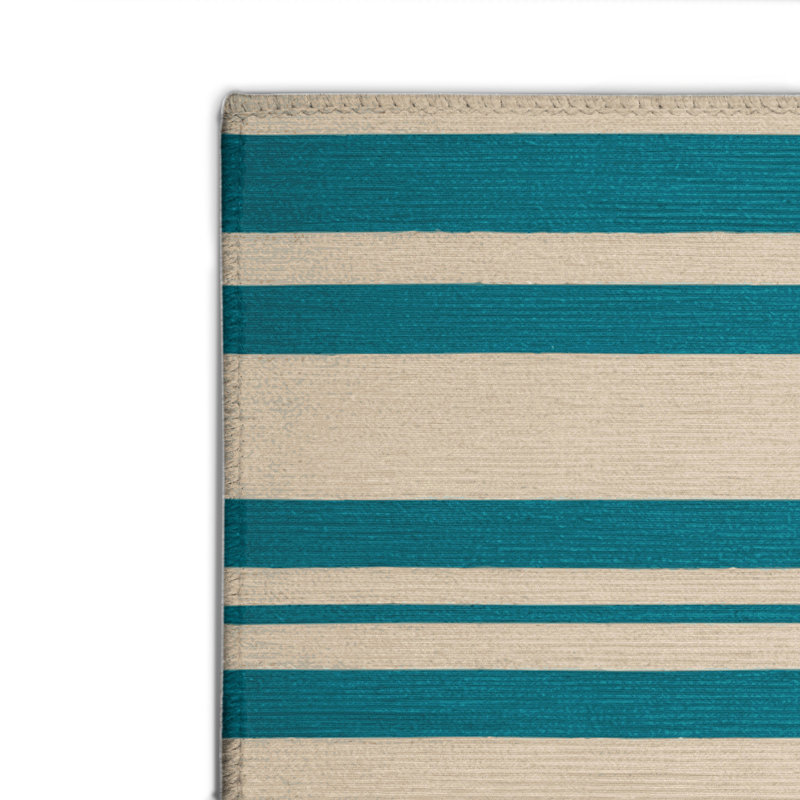 Tapis intérieur / extérieur beige HorizontalStripes, Rectangulaire 8 pi x 10 pi