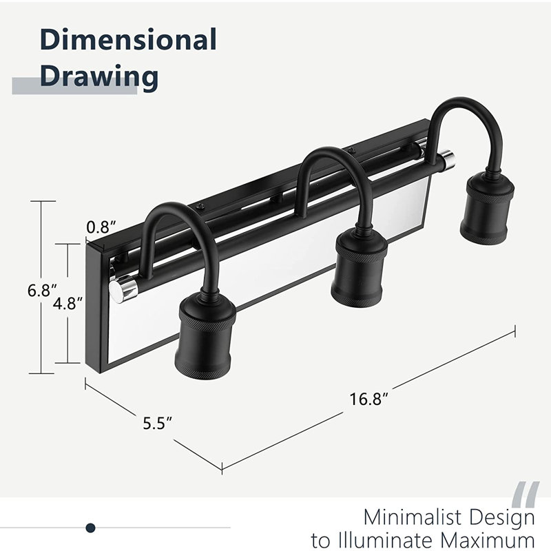Éclairage pour meuble-lavabo 3 lumières 3 lumières, Noir / chrome