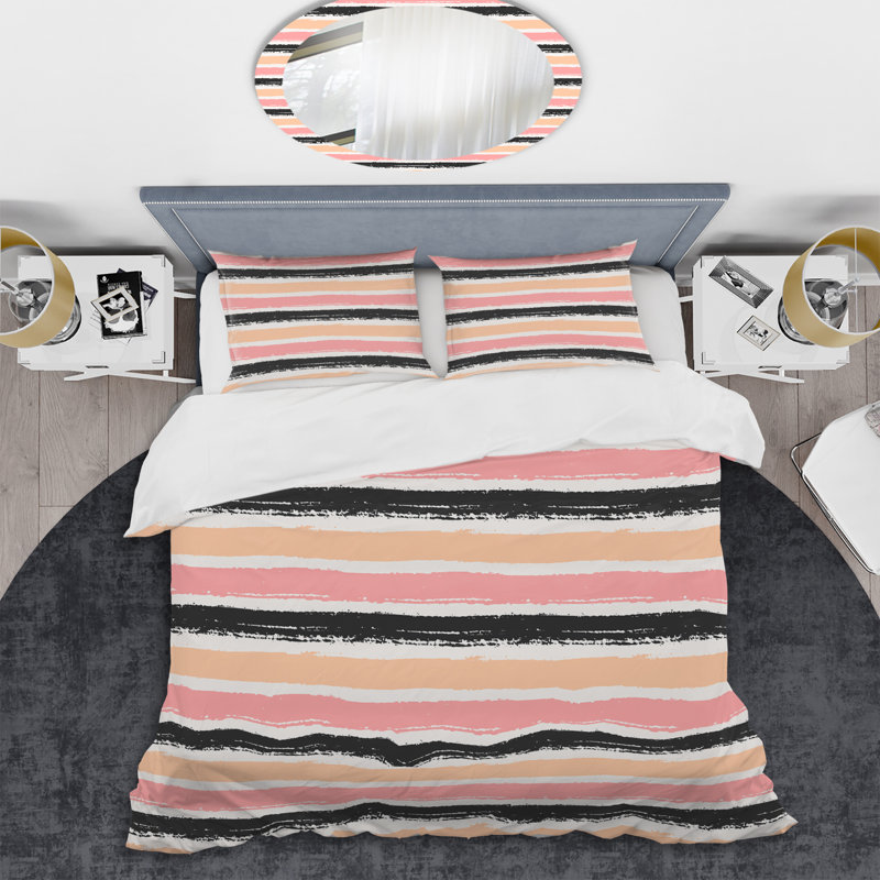 Ensemble de housse de couette en microfibre noir / pêche 3 pièces