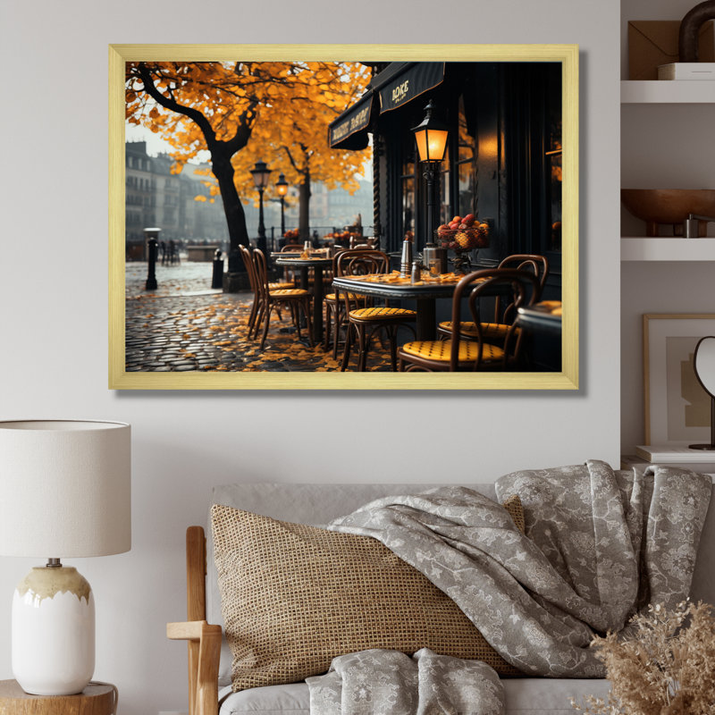 Décoration murale Maricarmen France Parisian Cafe III - France, H 30 po x l 40 po x P 1,5 po, Cadre doré à une seule photo