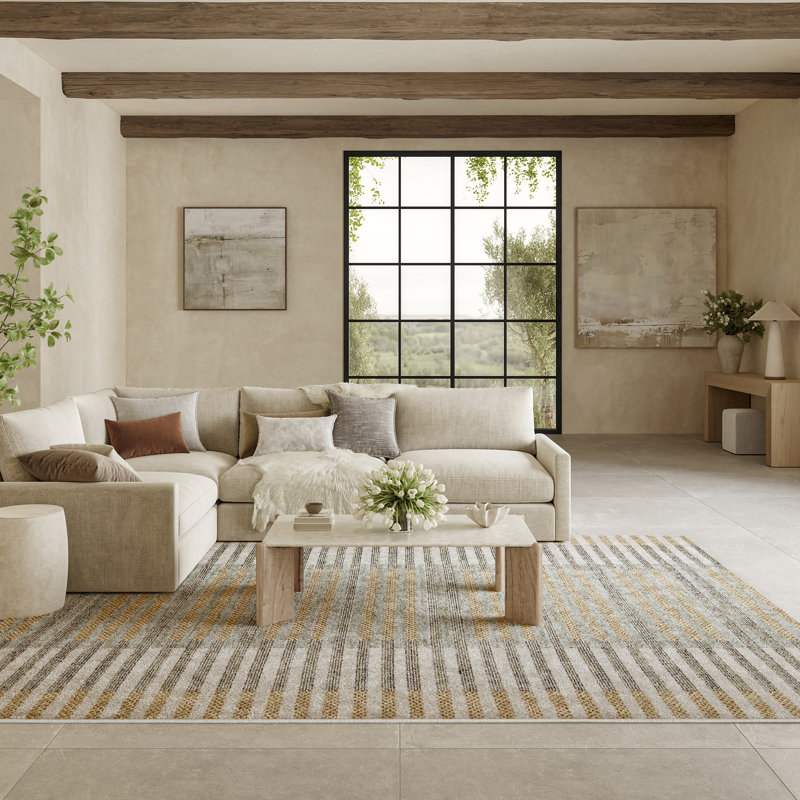 Martay Power Loom Geometric Polyester Area Rug, Rectangle 8' x 10'