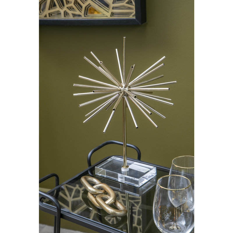 Odebolt Abstract Figurines & Sculptures, Gold, 3cm H x 24cm W x 6cm D