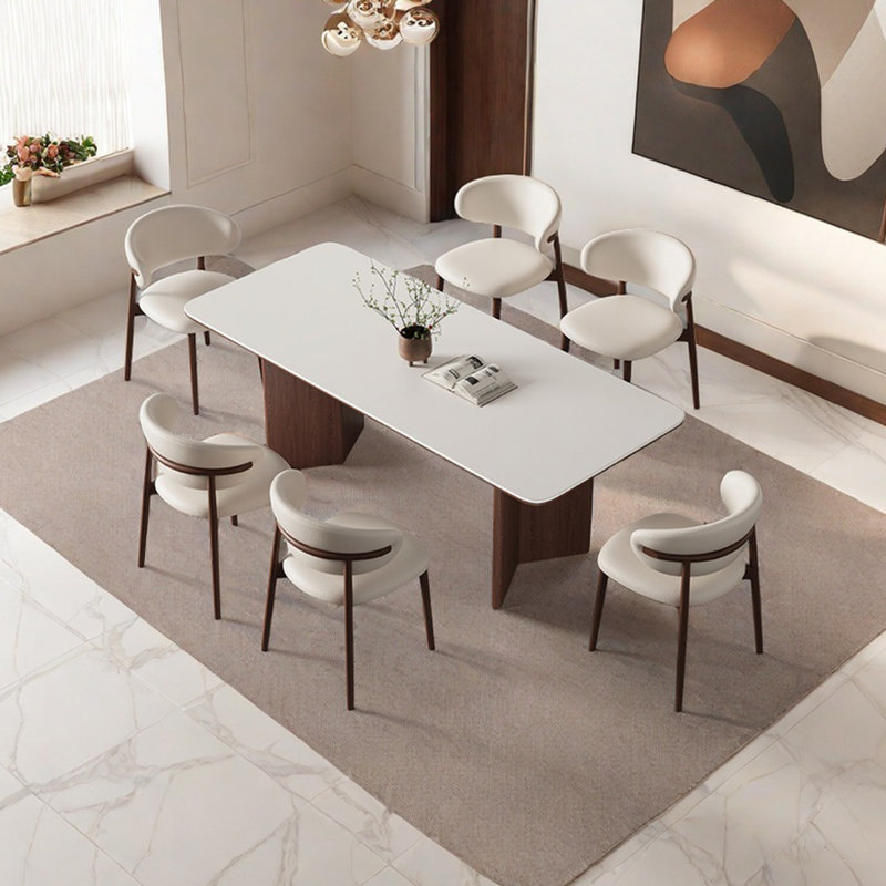 Table de salle à manger en bois massif de style crème, H 29,52 po x L 62,99 po x l 31,49 po