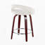 Tabouret de bar pivotant à hauteur fixe en bois d'acajou, repose-pieds en métal chromé et velours blanc, lot de 2-134824065