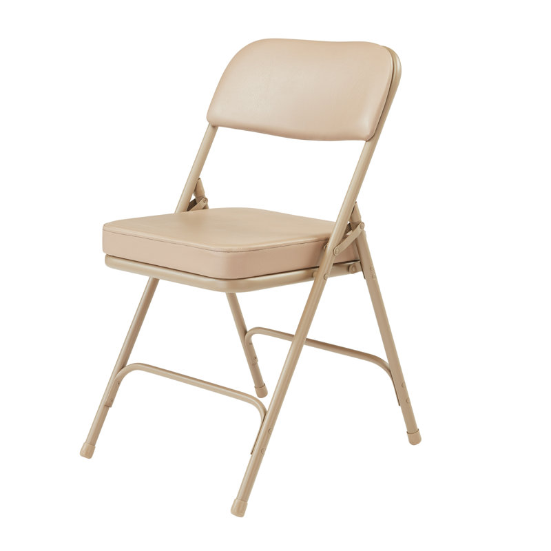 Ensemble de 4 chaises pliantes empilables en vinyle National Public Seating, Beige