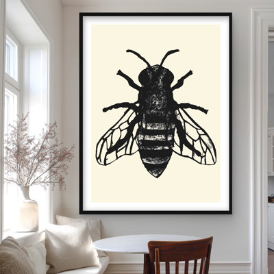 Imprimé matelassé encadré noir «Bee Office» | Décoration intérieure