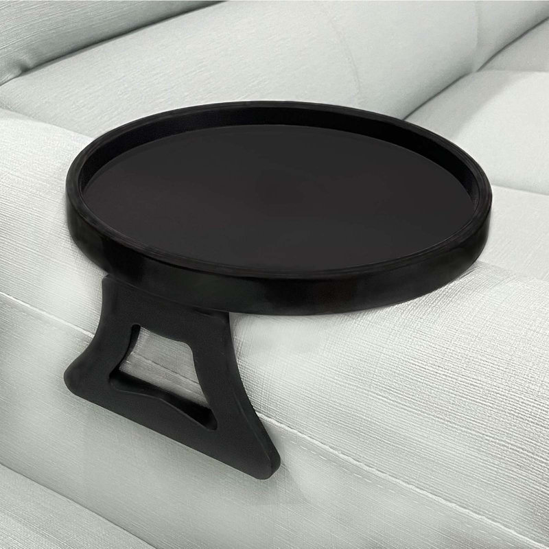 Sofa Arm Clip Tray, Side Table For Remote Controls/Drinks/Gamepads Holder (Brown), Black