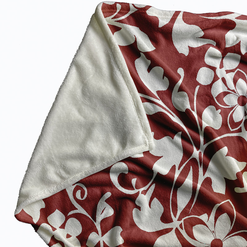 Jeté polaire floral, L 30 po x L 40 po, 1.75, Rouge myrtille