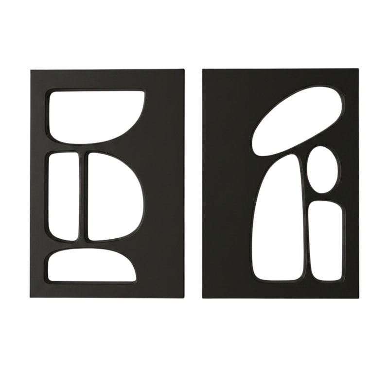 Élégantes peintures décoratives en panneau de fibres à densité moyenne (2 pièces), noir, 19,7 po x 27,6 po | 100% panneau de fibres à densité moyenne, épaisseur: 0,7 pouce | Parfait pour la décoration intérieure moderne, art mural élégant pour le salon et les espaces de bureau