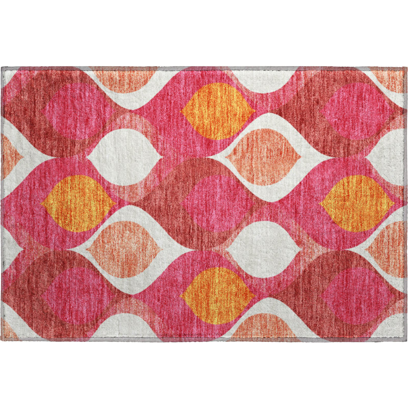 Tapis rose de qualité supérieure lavable à la machine, Rectangle 1 pi 8 po x 2 pi 6 po