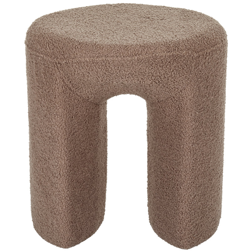 18" H Cute Teddy Upholstered Rectangle Ottoman Stool, Brown