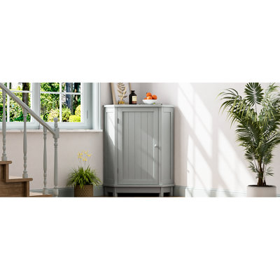 Grey Bathroom Cabinet - Triangle Corner Style Adjustable Shelf For A Neat Space Fashionable Chic Feature