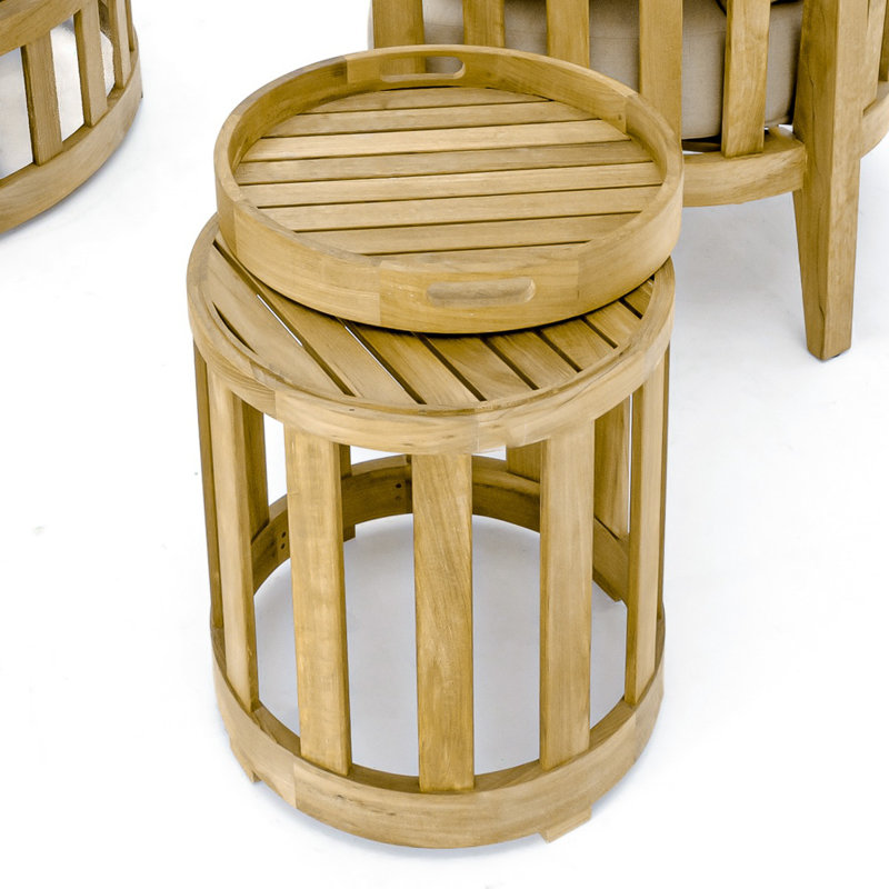 Kafelonia Round Etagere Solid Wood Plant Table