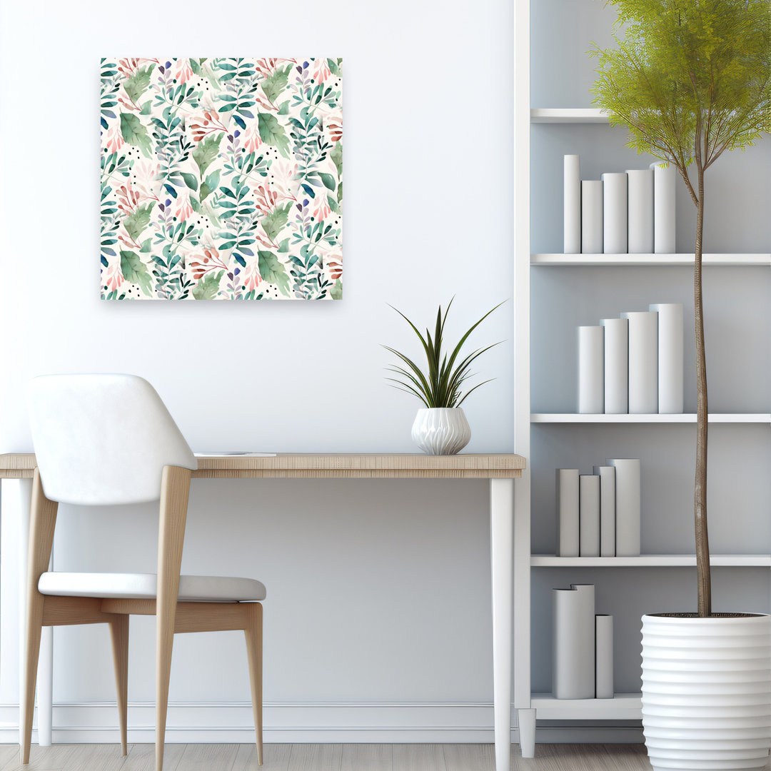 Botanical Watercolor Leaves Abstract Contemporary Flower Nature Wall Art Print