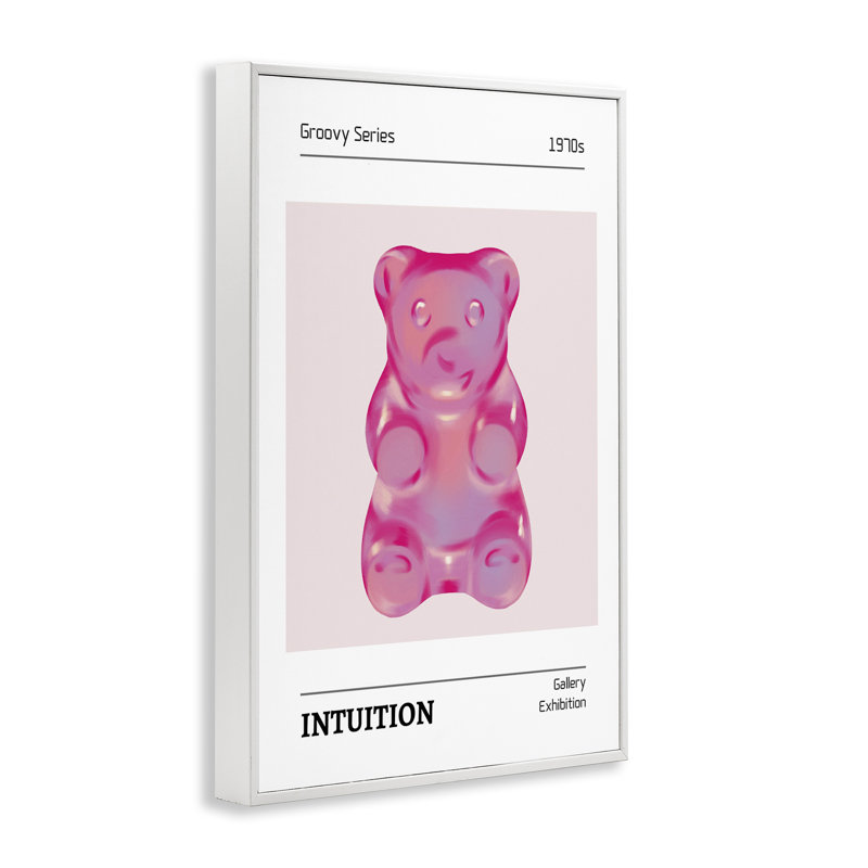 Intuition phrase bonbon ours encadré, estampe numérique, design par LSR Design Studio, H 18 po x l 12 po