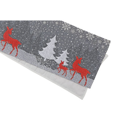 Tapestry Table Runner Reindeer And Tree - Set Of 2