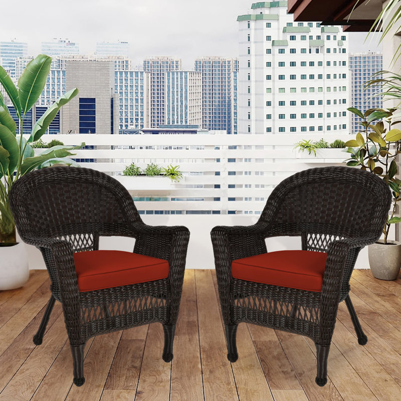 Chaise de patio avec coussins Burrowes, Rouge, Espresso