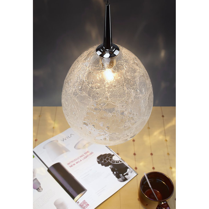 Luminaire suspendu en forme de goutte à 1 lumière Vibe, Glace, Chrome mat